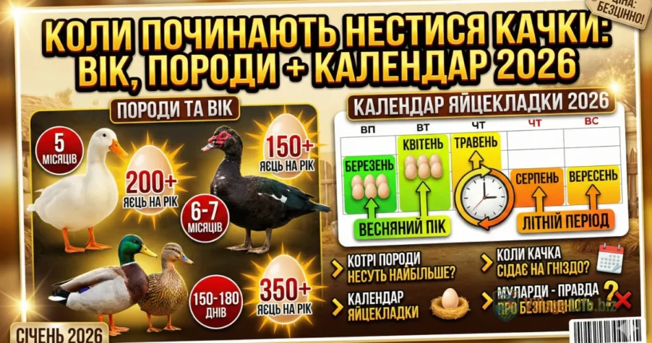 Коли починають нестися качки