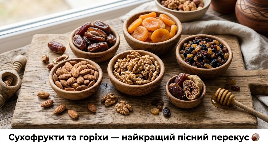 сухофрукти горіхи пісні солодощі в піст