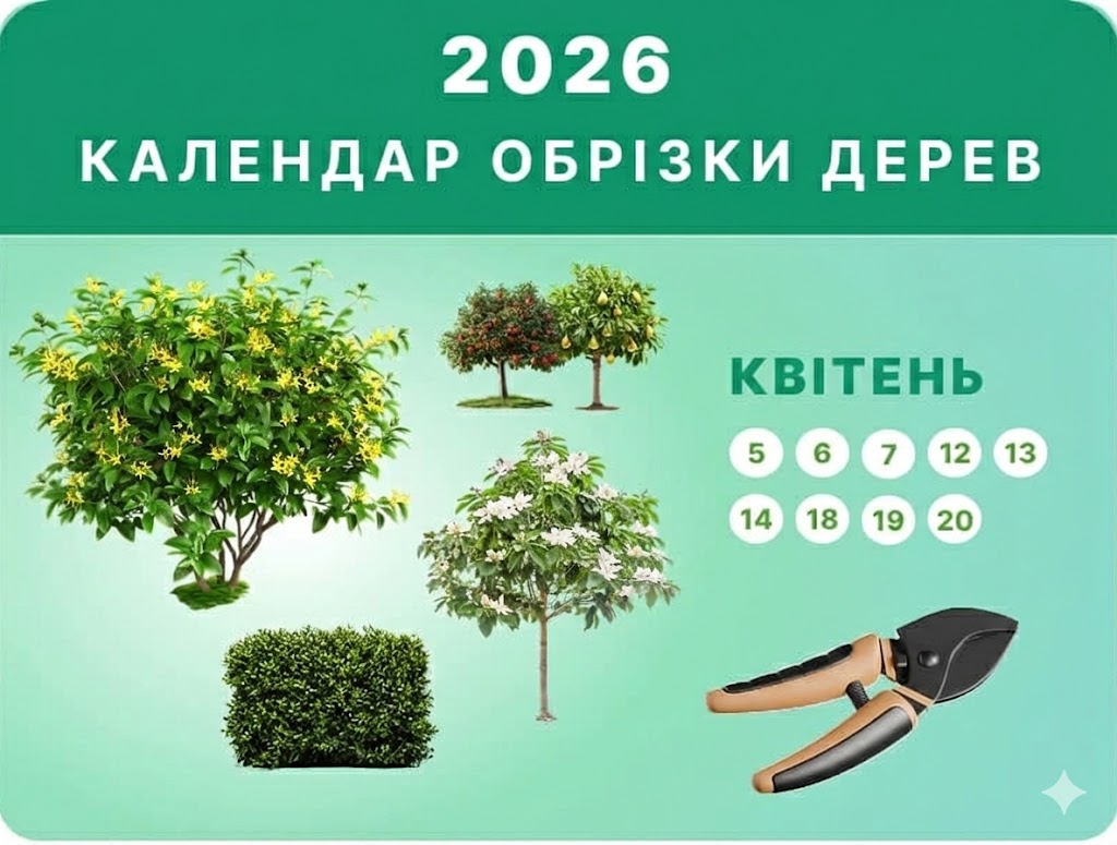 календар обрізки дерев 2026