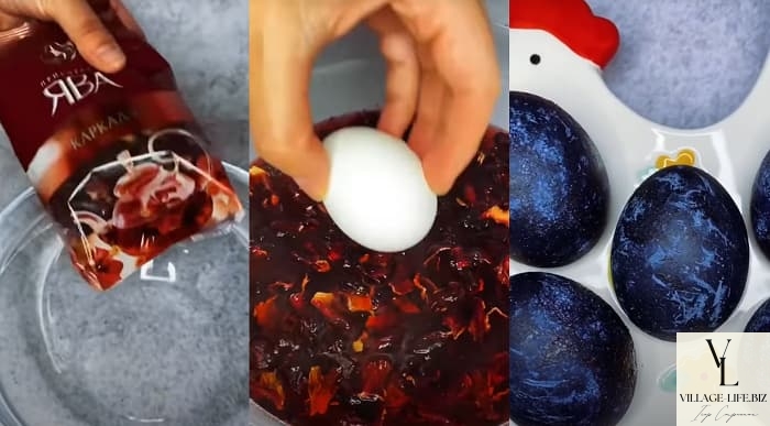 Як пофарбувати яйця Каркаде, спосіб 2, - Космічні яйця на Великдень