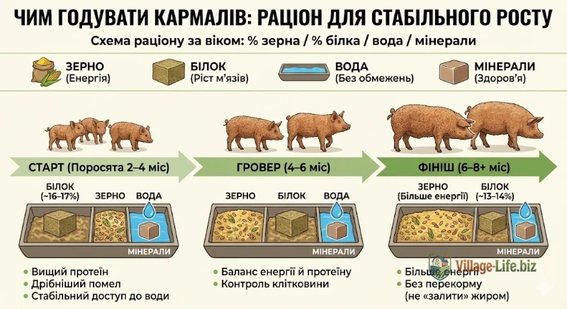 чим годувати кармалів — схема раціону за віком