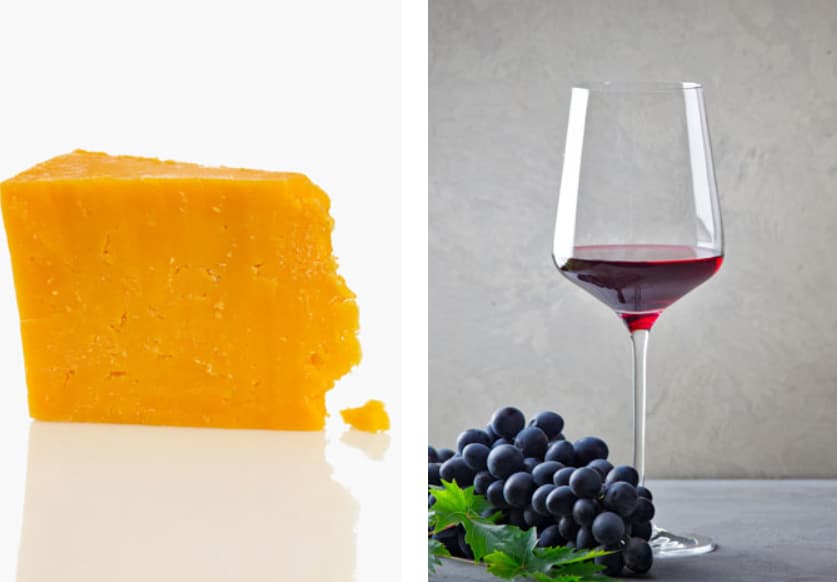 Чеддер і сухе червоне вино - сир та вино