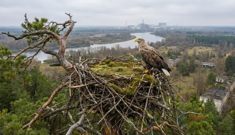 Орлан-білохвіст на гнізді в долині Дніпра