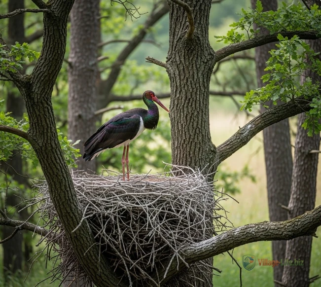 Чорний лелека на гніздовій території — скритний мешканець старих лісів