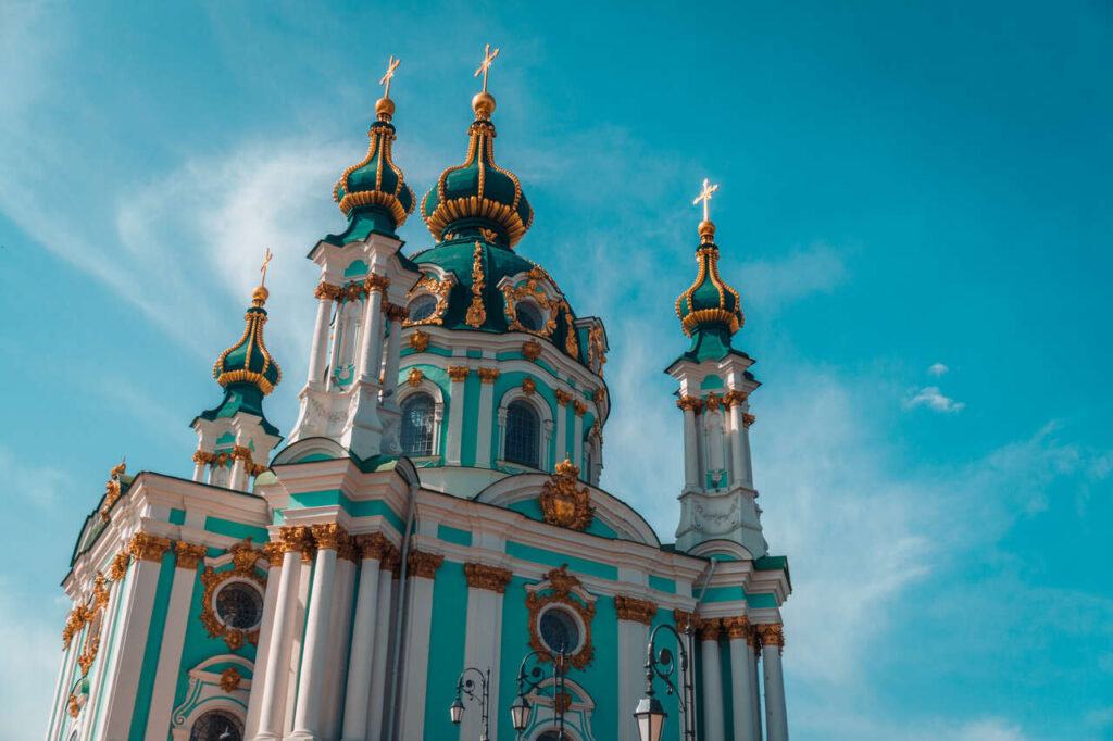 Зовнішній вигляд Андріївської церкви в Києві, Україна