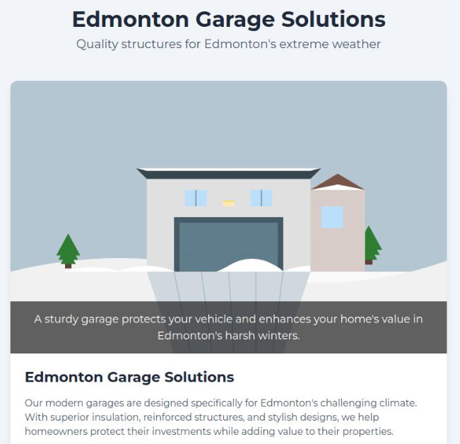 Modern garage in Edmonton winter landscape, showcasing durability and style