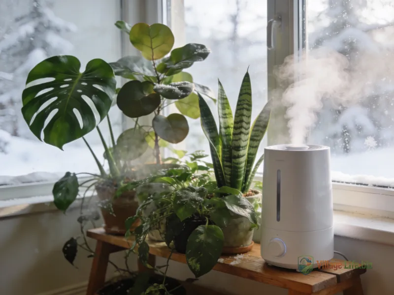 Фото затишного інтер’єру з кімнатними рослинами взимку