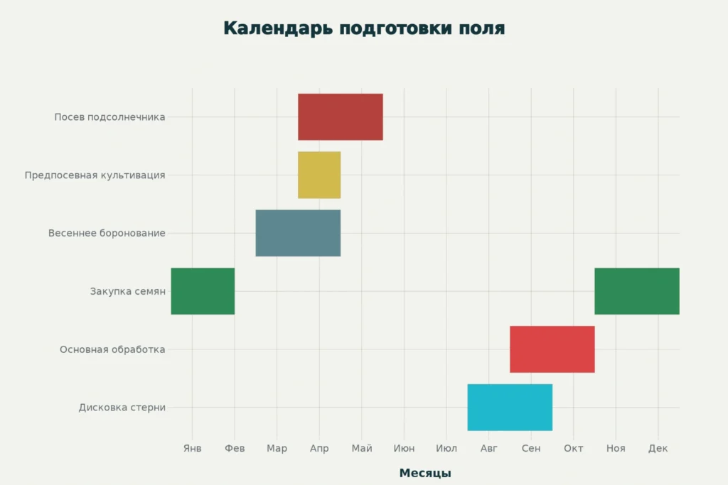 Календарь подготовки поля и посева подсолнечника