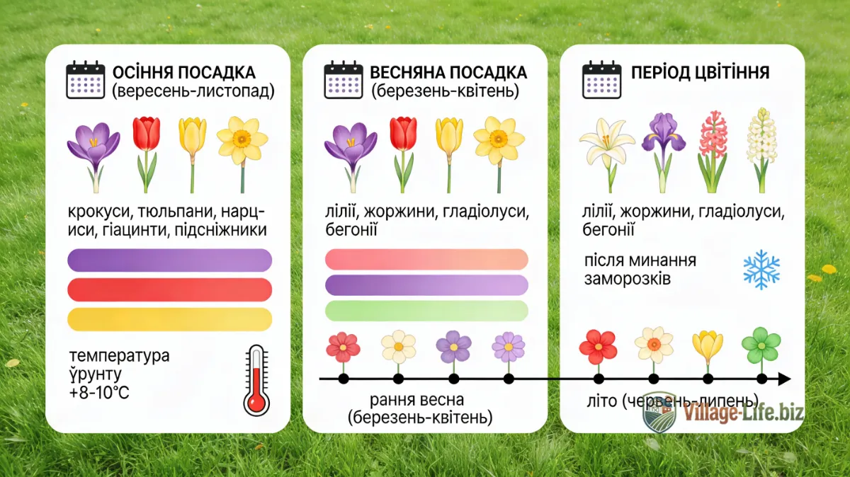 Календар посадки цибулинних квітів на газоні