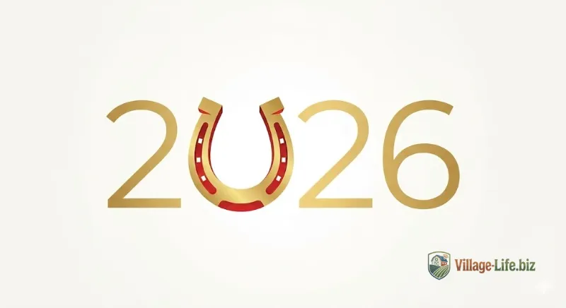 Мінімалістична графіка з цифрою 2026, де нуль стилізований під підкову