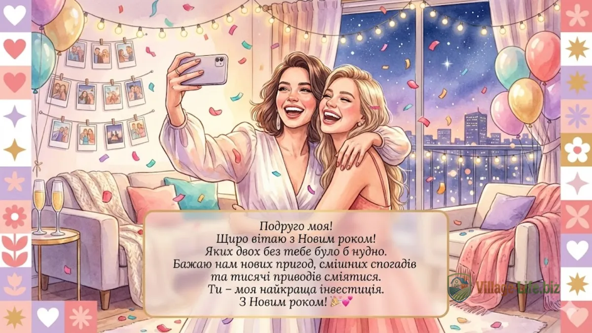 Привітання з Новим роком своїми словами - для подруги