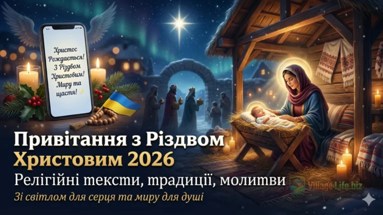 Привітання з Різдвом Христовим 2026 своїми словами: 145 текстів і 12 листівок