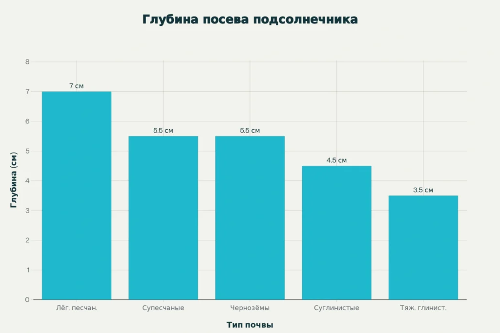 Рекомендуемая глубина посева подсолнечника по типам почв