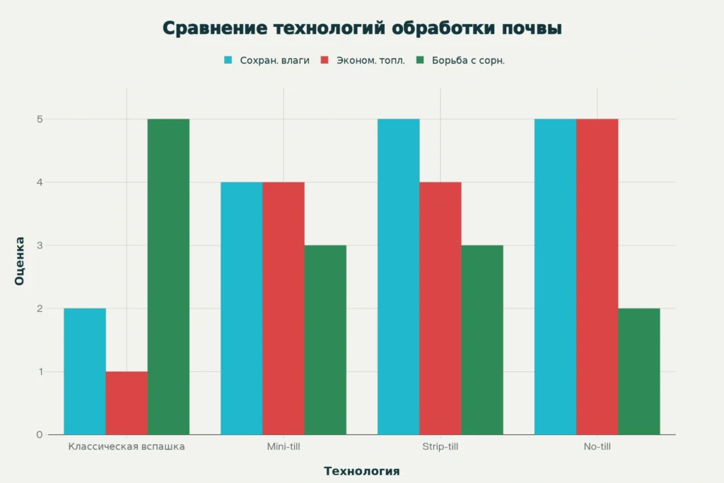 Сравнение технологий обработки почвы по ключевым критериям