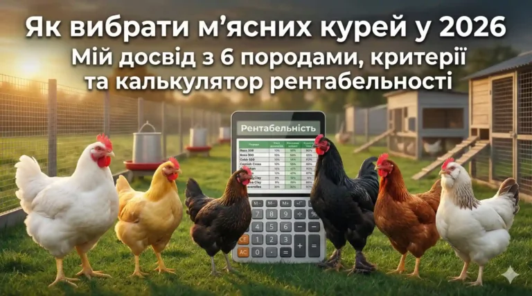 Як вибрати м’ясних курей у 2026: мій досвід з 6 породами, критерії та калькулятор рентабельності 