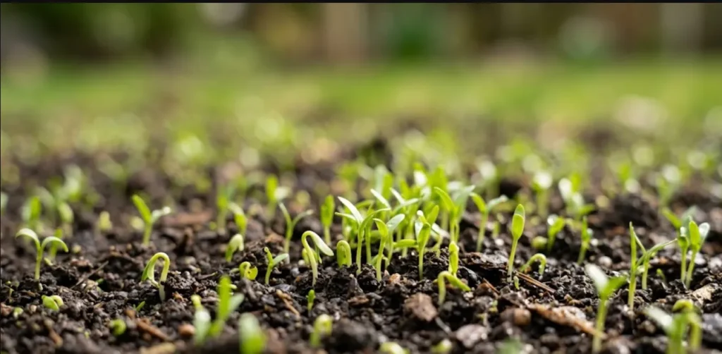 перші сходи насіння газонної трави