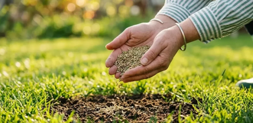 підсів насіння газонної трави у проплішину