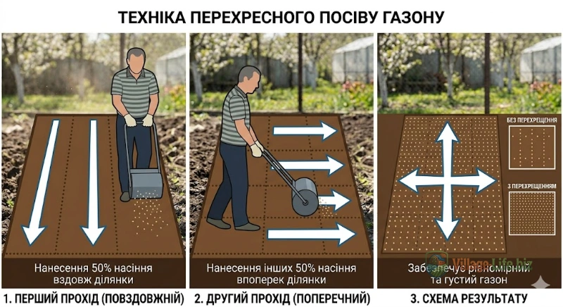 техніка перехресного посіву насіння газонної трави